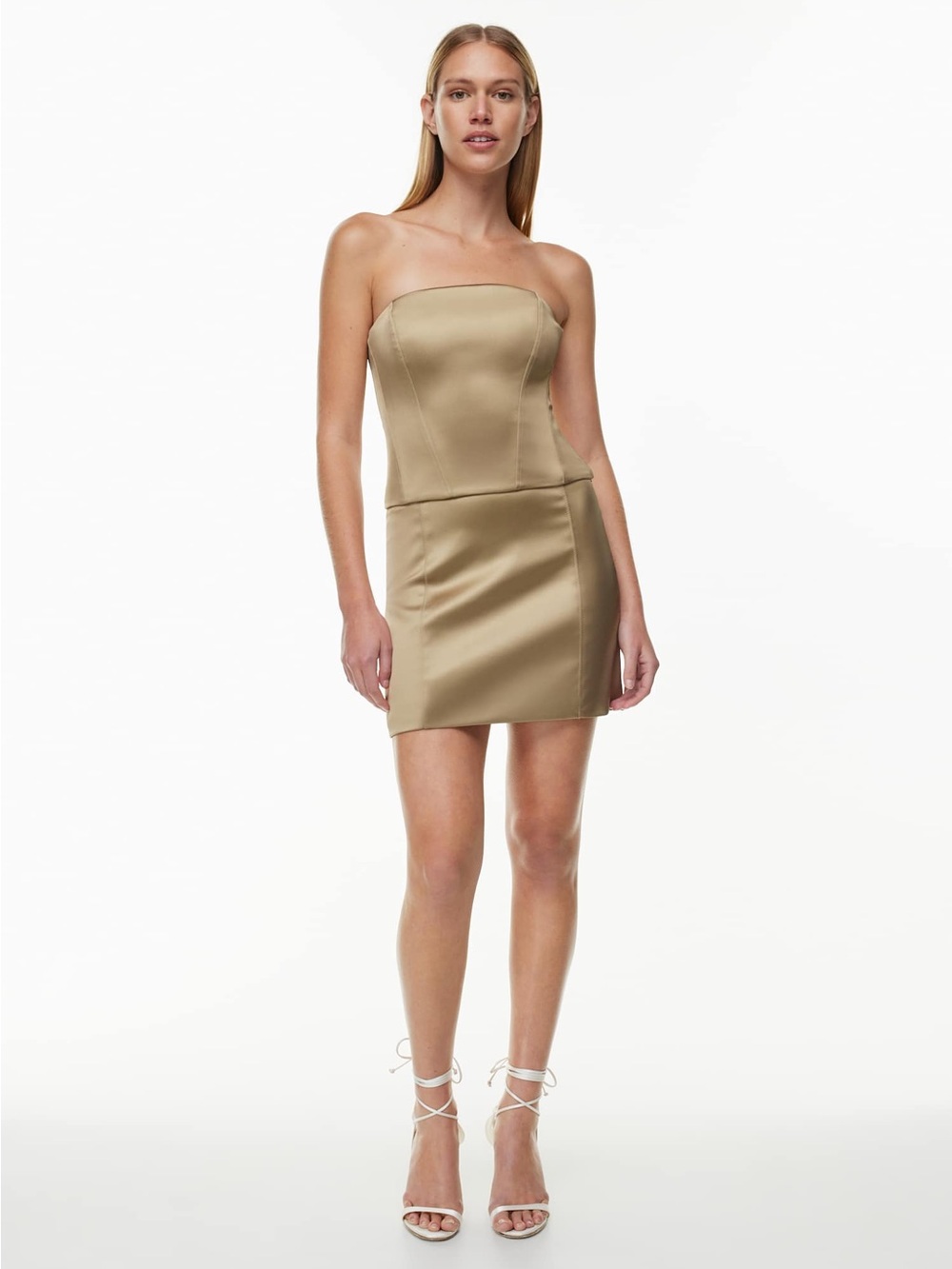 Like New castle Strapless Satin Bustier in Champagne - Picture 7 of 11